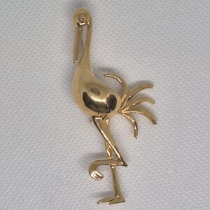 GOLD TONE Flamingo/Crane/Stork/Heron/Egret Bird Brooch